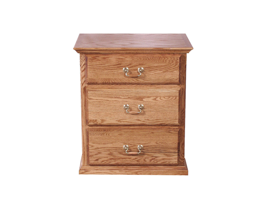 Forest Designs Traditional Oak Three Drawer Nightstand (1): 25W x 30H x 18D