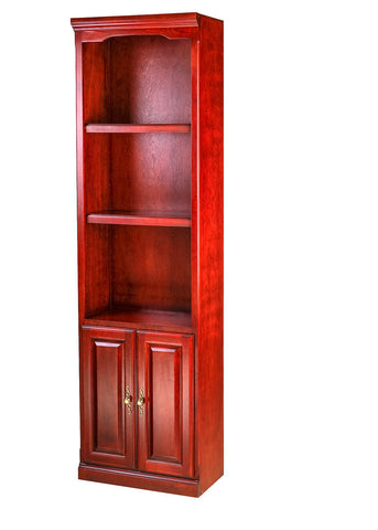 Forest Designs Traditional Alder Bookcase: 24W x 84H x 13D w/ 30H Lower Doors