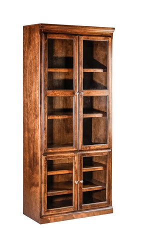Forest Designs Traditional Alder Bookcase w/ Full Glass Doors: 36W X 84H X 18D