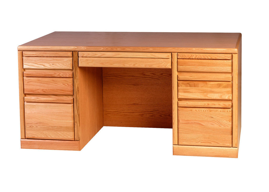 Forest Designs Bullnose Oak Executive Double Pedestal Desk: 60W x 30H x 28D