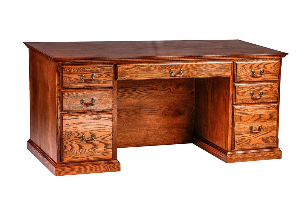 Forest Designs Traditional Oak Executive Double Pedestal Desk: 60W x 30H x 28D