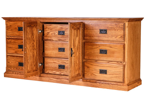 Forest Designs Traditional Nine Drawer Dresser: 72W X 32H X 18D (Three Hidden Drawers)