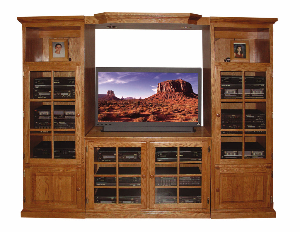 Forest Designs Traditional Golden Oak Three Piece Wall & TV Stand & Adjustable Shelf