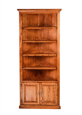 Forest Designs Traditional Oak Corner Bookcase: 27 x 27 from Corner 84H w/ 30H Lower Doors