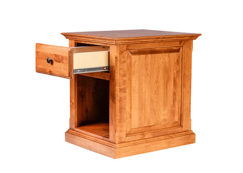Forest Designs Traditional Alder End Table w/ Raised Panel Sides: 20W X 25H X 24D (Black Knobs)