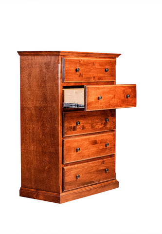 Forest Designs Traditional Five Drawer Dresser: 34W X 48H X 18D (Black Knobs)