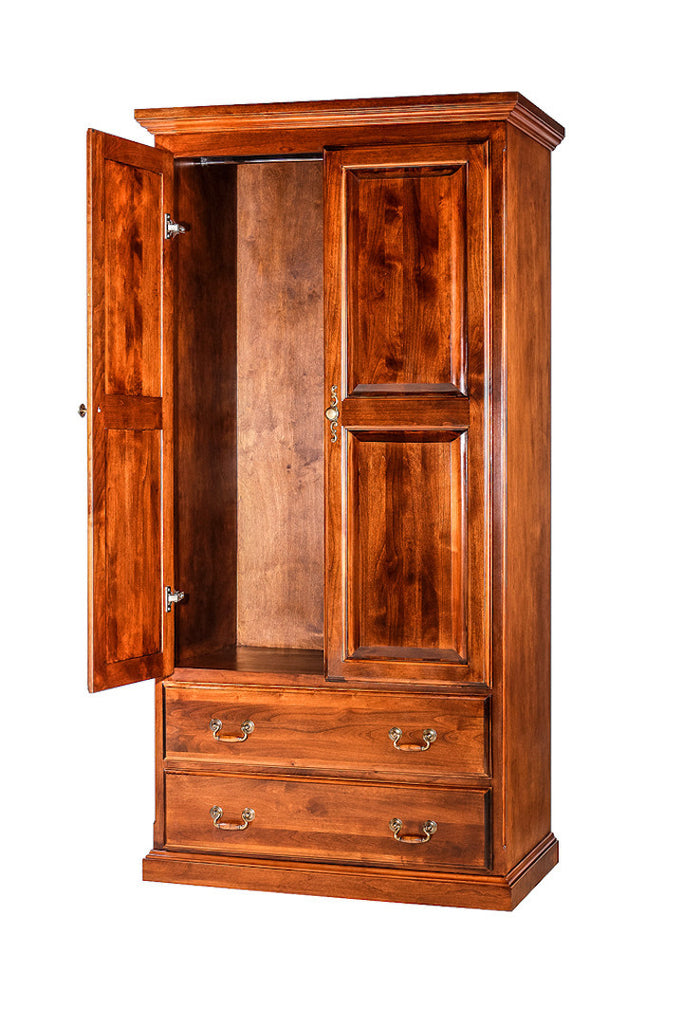 Forest Designs Traditional Antique Wardrobe: 36W X 72H X 21D w/ Two Drawers