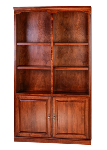 Forest Designs Traditional Alder Bookcase: 48W x 48H x 13D w/ 30H Lower Doors